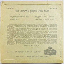 Boone Pat käytetty 7” kuvakannella Sings The Hits No. 3  kansi VG+ levy VG+ käytetty vinyylisingle PS