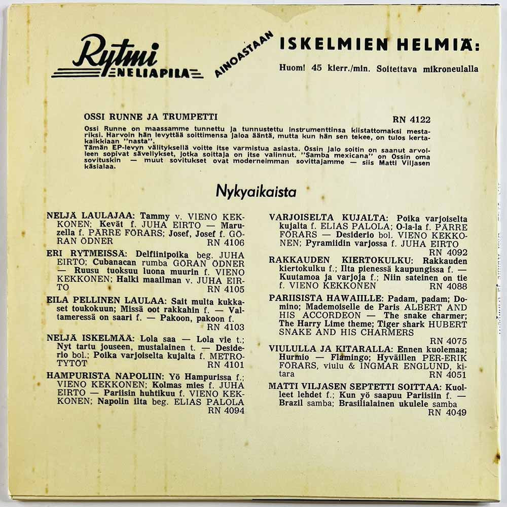 Runne Runne Ossi Ossi Runne ja trumpetti EP - vinyylisingle