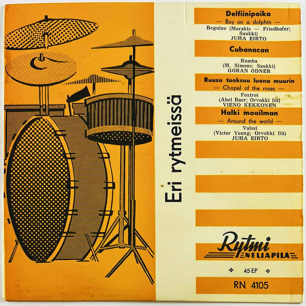 Juha Eirto, Göran Ödner / Vieno Kekkonen käytetty 7” kuvakannella Eri Rytmeissä EP  kansi VG+ levy VG+ käytetty vinyylisingle PS
