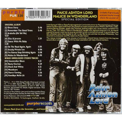 Paice Ashton Lord CD Malice in Wonderland + 6 bonus tracks  kansi EX- levy EX Käytetty CD