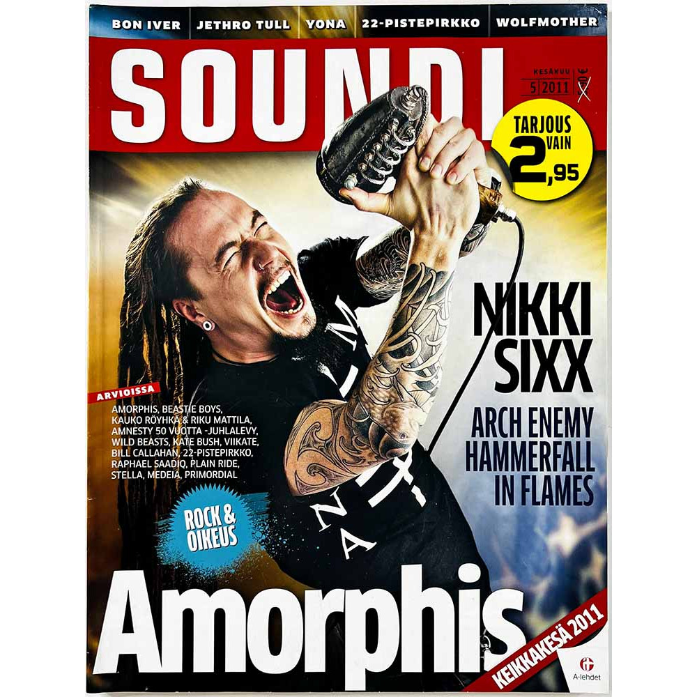 Soundi 2011 5 kesäkuu Amorphis, Nikki Sixx, Arch Enemy, In Flames aikakauslehti