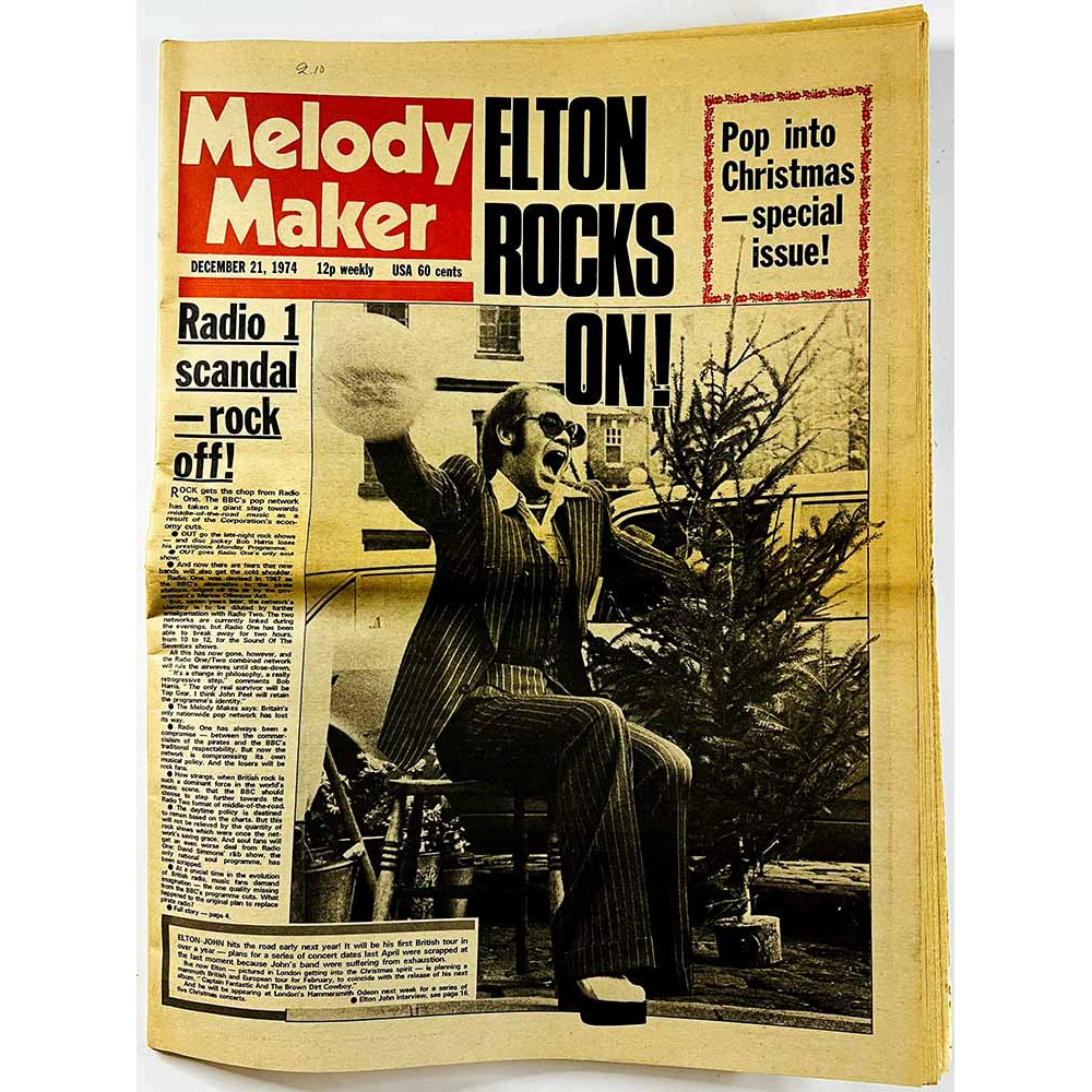 Melody Maker : Elton Rocks on! Pop into Christmas special issue! - begagnade magazine
