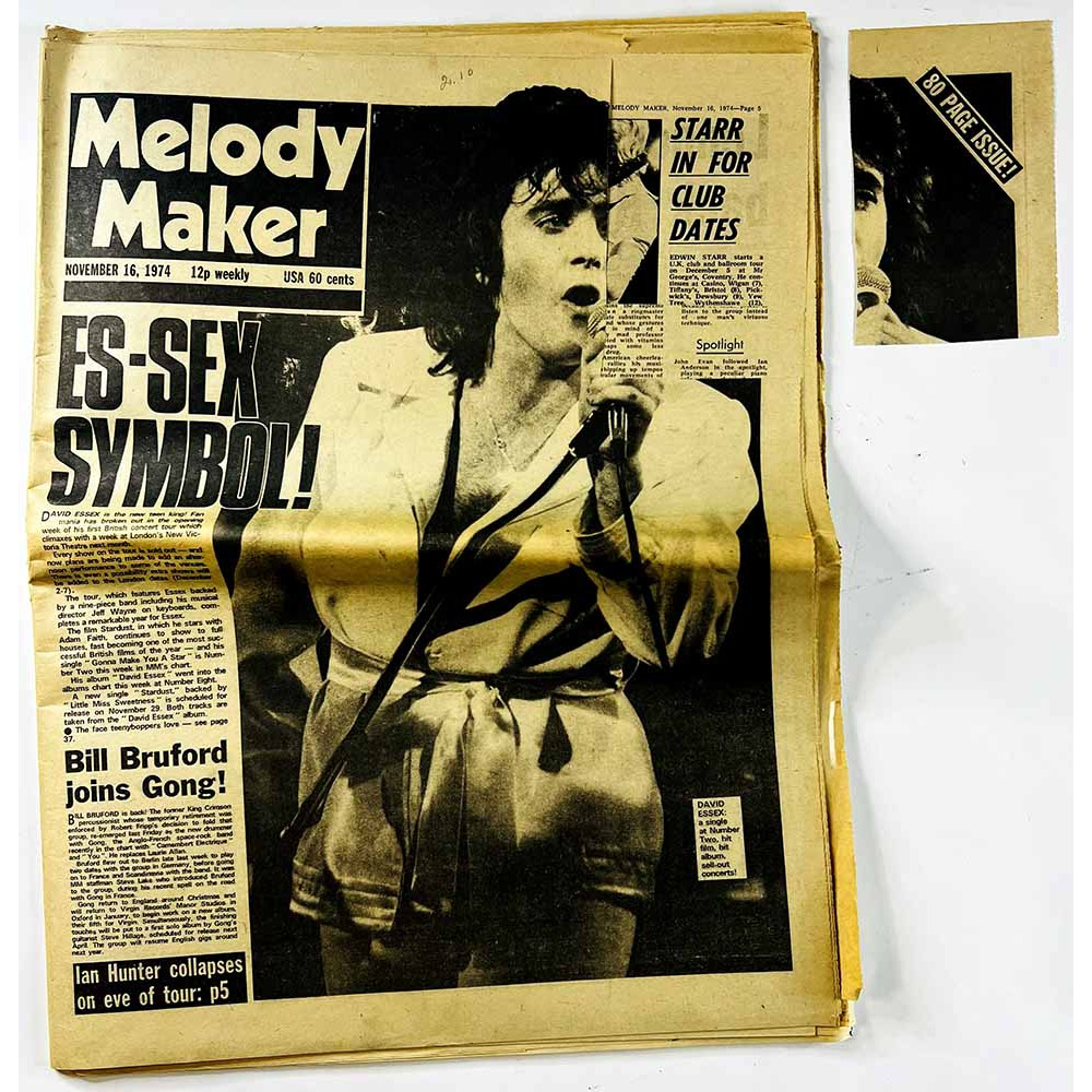 Melody Maker 1974 november 16 Bill Bruford joins Gong! Jethro Tull, Brian May aikakauslehti