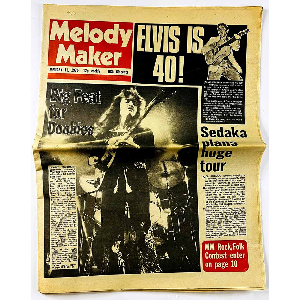Melody Maker 1975 january 11 Elvis is 40! Doobie Brothers aikakauslehti