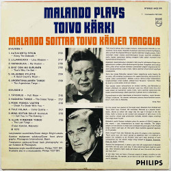 Malando plays Toivo Kärki LP Malando Soittaa Toivo Kärjen Tangoja  kansi VG- levy VG Käytetty LP
