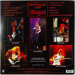 King Diamond vinyl LP In Concert 1987 Abigail vinyl LP