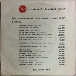 Teija Sopanen esittelee uusia iskelmiä: RCA - uutuuksia keväällä 1962 - begagnad singelskiva