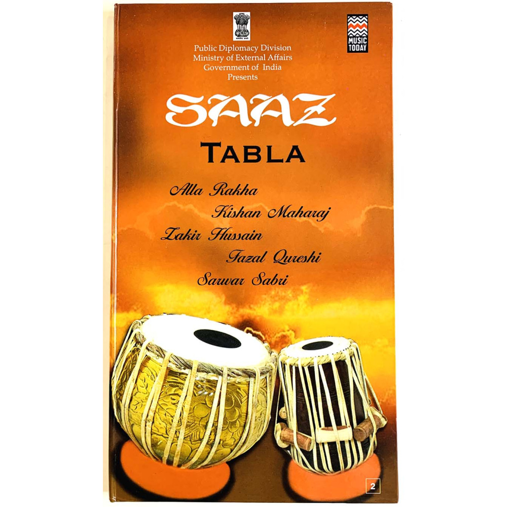 Alla Rakha, Zakir Hussain, Kishan Maharaj käytetty CD Saaz Tabla, vol.1 & vol. 2   2CD  kansi EX levy EX Käytetty CD