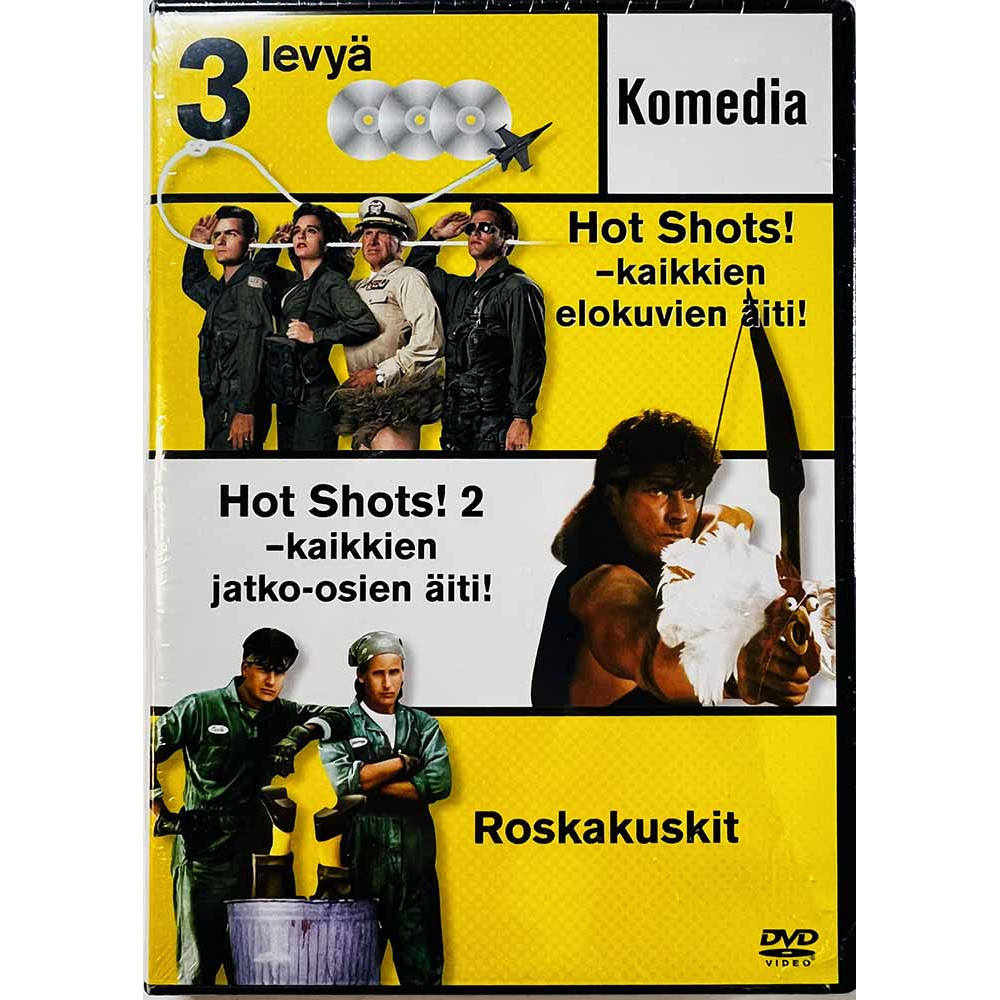 DVD - Elokuva DVD Hot Shots 1 - Hot Shots 2 - Roskakuskit 3DVD  kansi EX levy EX Käytetty DVD