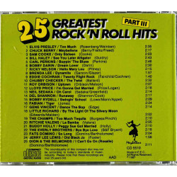 Eddie Cochran, Carl Perkins, Elvis ym. CD 25 Greatest Rock’n Roll Hits  kansi EX- levy EX Käytetty CD