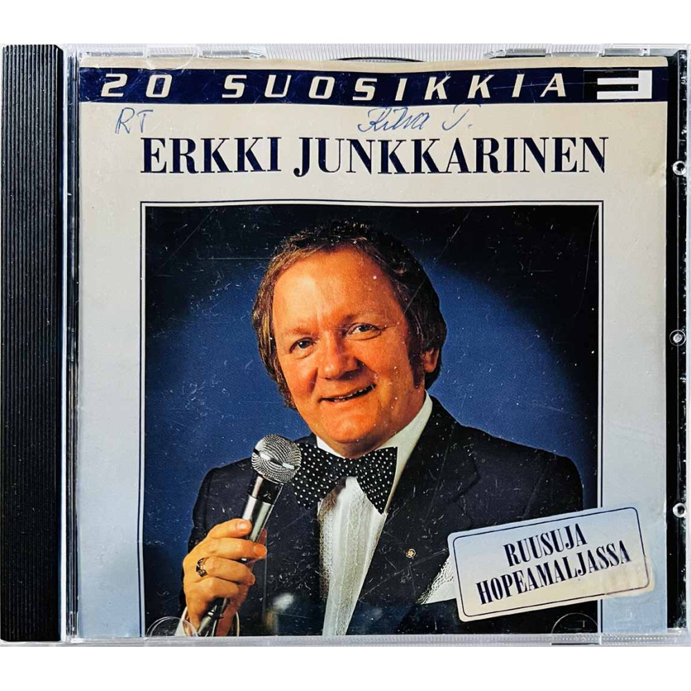 Junkkarinen Erkki CD 20 Suosikkia - Ruusuja hopeamaljassa kansivihko VG CD:n kunto VG+ Käytetty CD