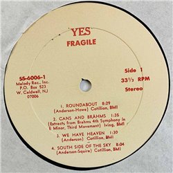 Yes LP Fragile  kansi VG levy VG Käytetty LP