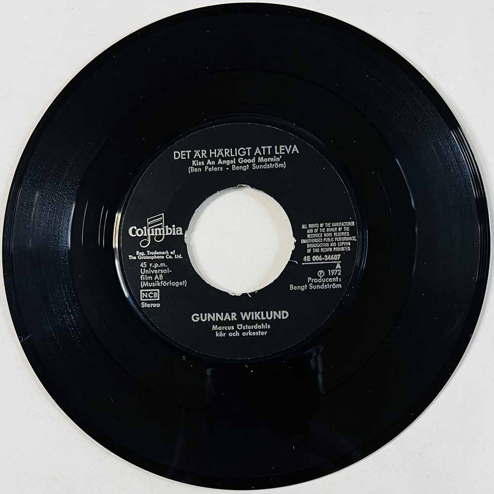 Wiklund Gunnar Käytetty 7” ei kuvakantta Det är Härligt Att Leva / Om Världen Var Min  kansi Ei kuvakantta levy VG+ käytetty vin