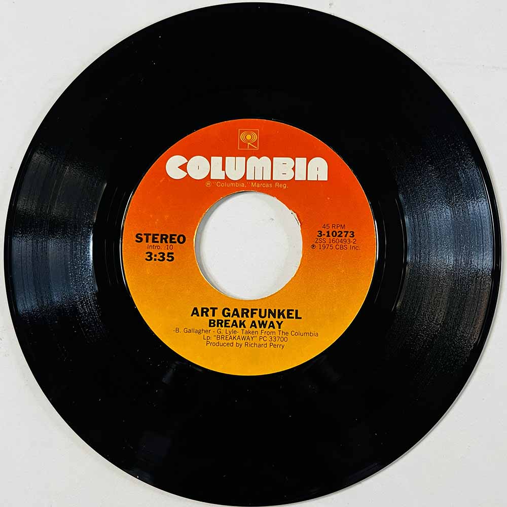 Garfunkel Art Käytetty 7” ei kuvakantta Break Away / Disney Girls  kansi Ei kuvakantta levy VG+ käytetty vinyylisingle