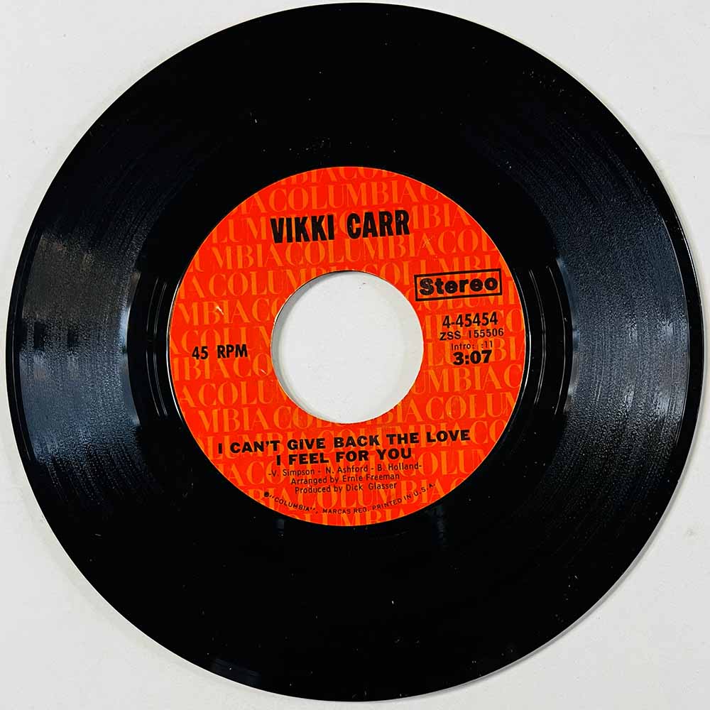 Carr Vikki 1971 4-45454 I Can't Give Back The Love I Feel For You begagnad singelskiva