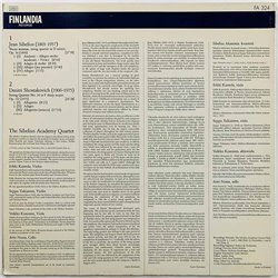 Sibelius Jean, Sibelius Academy Quartet LP Voces Intimae, Op. 56  kansi EX- levy EX Käytetty LP