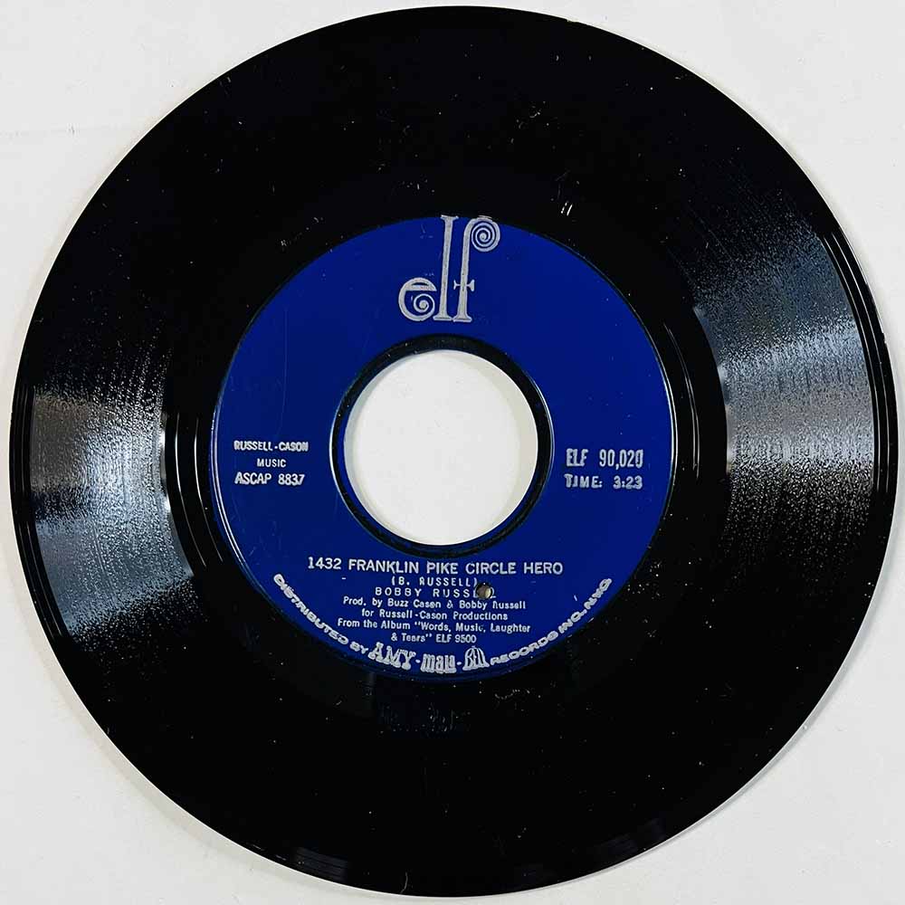 Russell Bobby Käytetty 7” ei kuvakantta 1432 Franklin Pike Circle Hero / Let's Talk About It  kansi Ei kuvakantta levy VG+ käyte