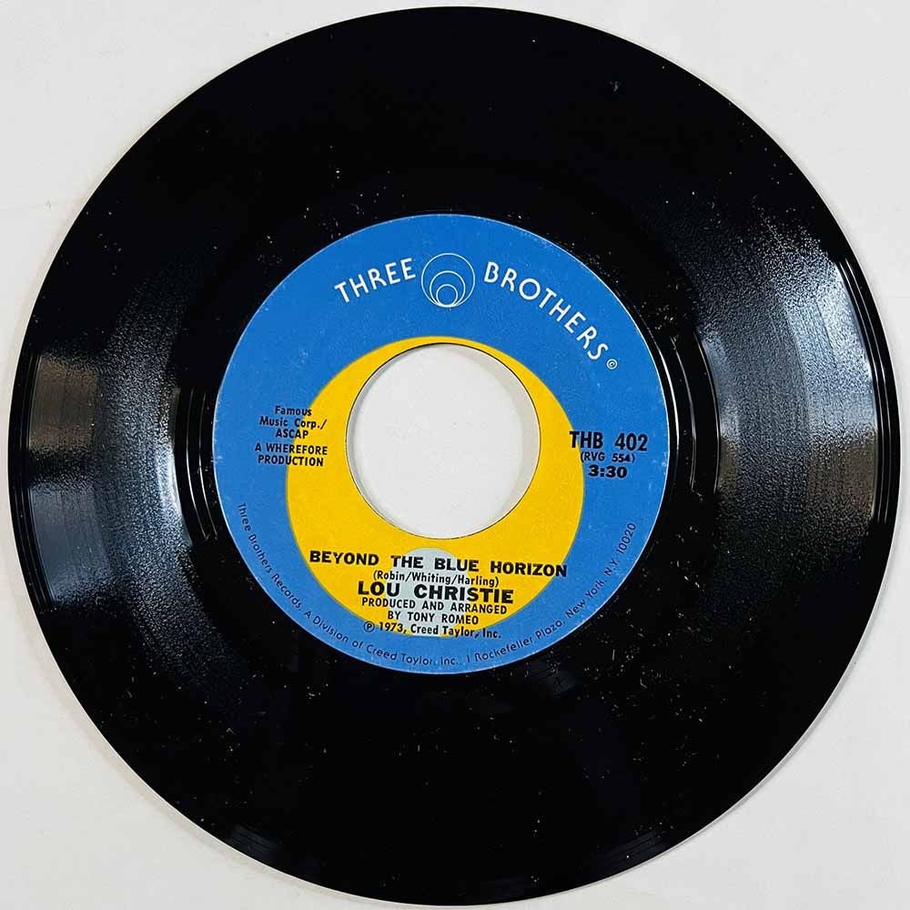 Lou Christie 1973 THB 402 Beyond The Blue Horizon / Saddle The Wind begagnad singelskiva