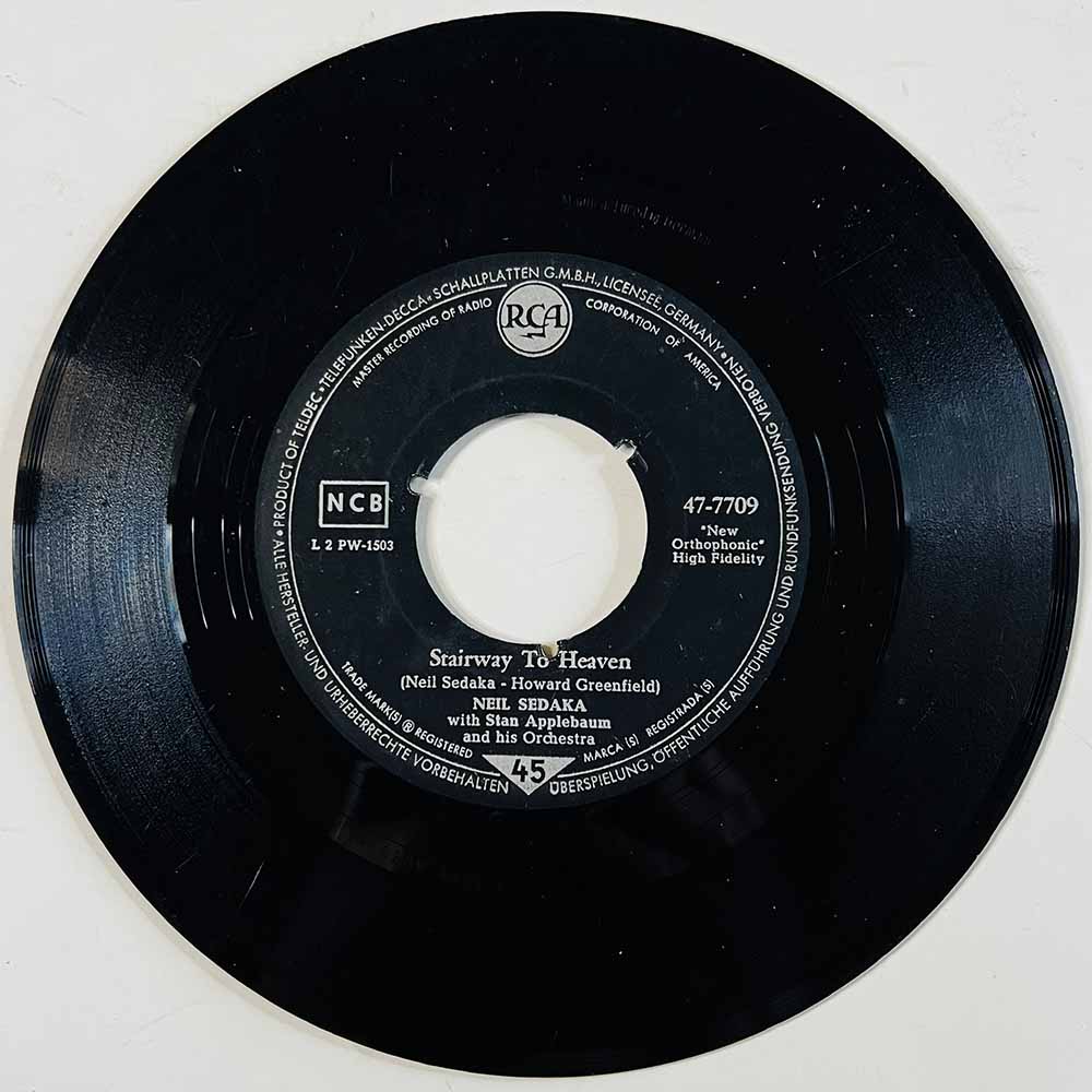 Sedaka Neil, Stan Applebaum Orchestra Käytetty 7” ei kuvakantta Stairway To Heaven  kansi Ei kuvakantta levy G käytetty vinyylis