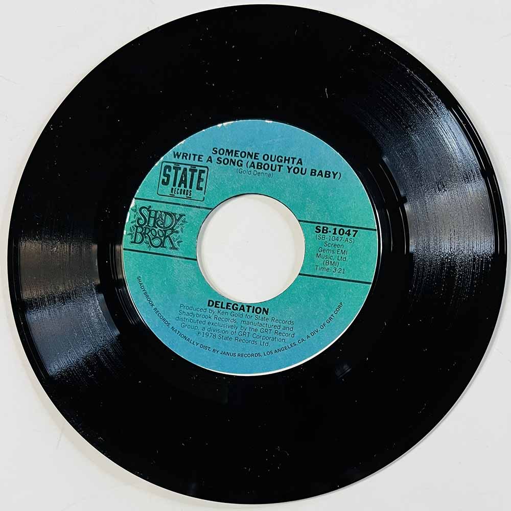 Delegation Käytetty 7” ei kuvakantta Someone Oughta Write A Song (About You Baby)  kansi Ei kuvakantta levy EX- käytetty vinyyli