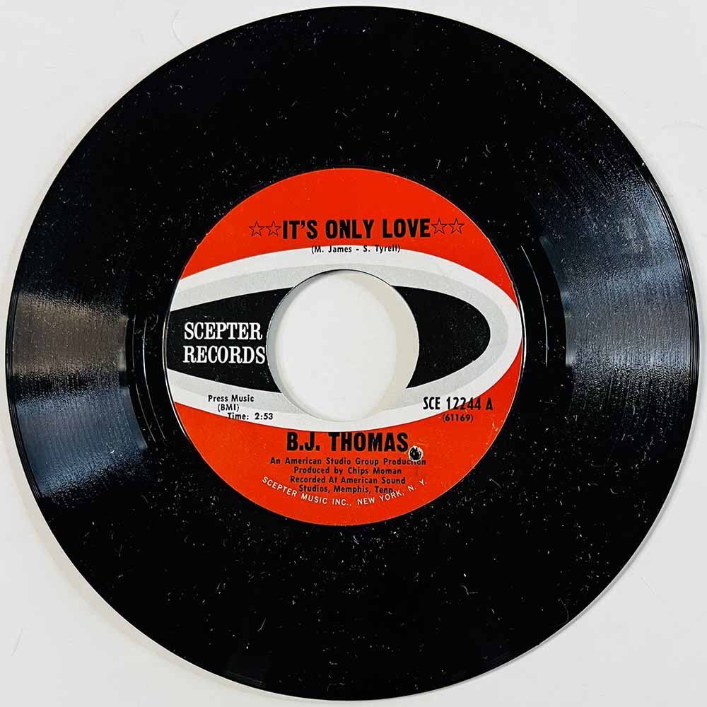 B.J. Thomas 1969 SCE-12244 It's Only Love begagnad singelskiva