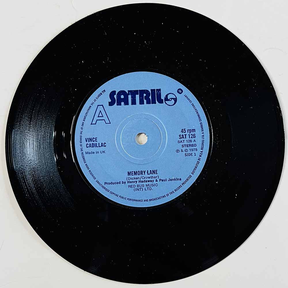 Vince Cadillac Käytetty 7” ei kuvakantta Memory Lane  kansi Ei kuvakantta levy EX käytetty vinyylisingle