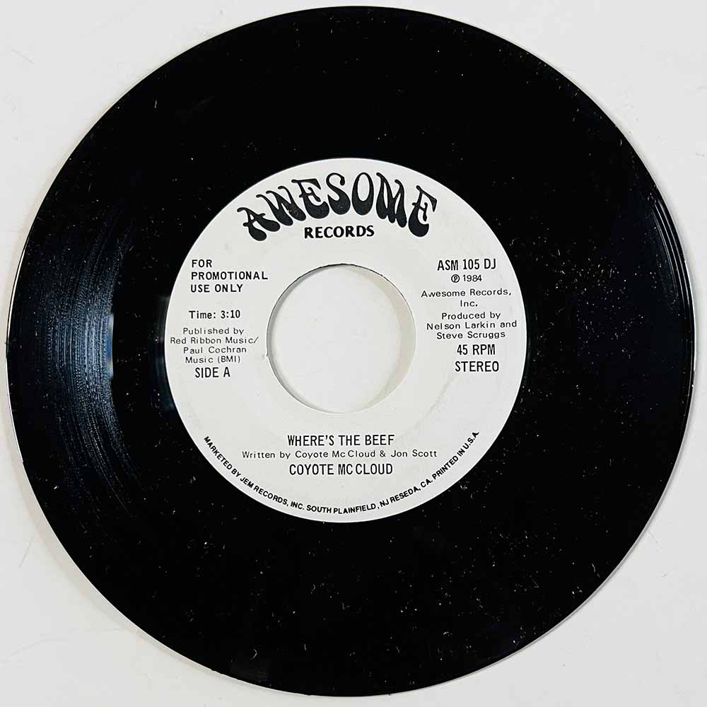 Coyote McCloud Käytetty 7” ei kuvakantta Where's The Beef  kansi Ei kuvakantta levy EX käytetty vinyylisingle