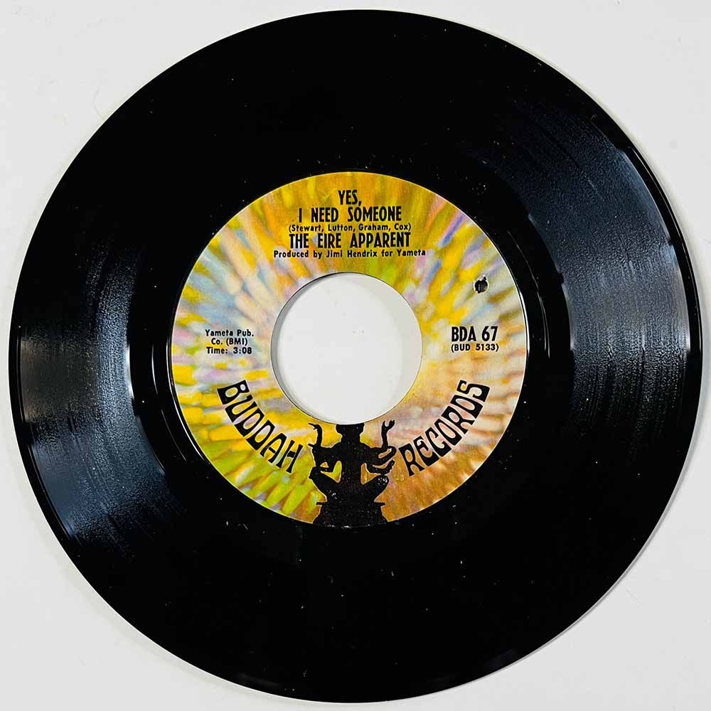 Eire Apparent Käytetty 7” ei kuvakantta Yes, I Need Someone  kansi Ei kuvakantta levy EX käytetty vinyylisingle