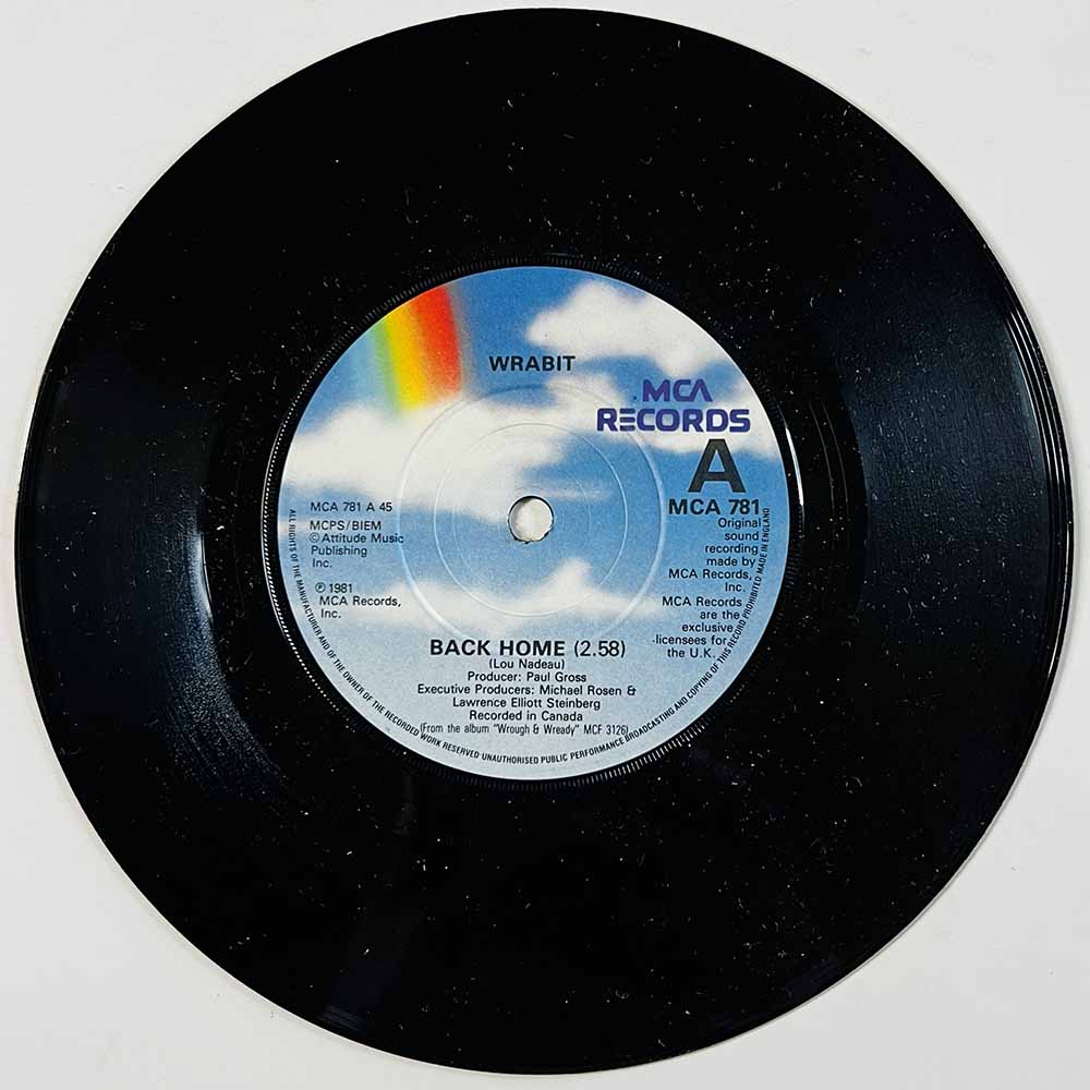 Wrabit Käytetty 7” ei kuvakantta Back Home  kansi Ei kuvakantta levy EX käytetty vinyylisingle