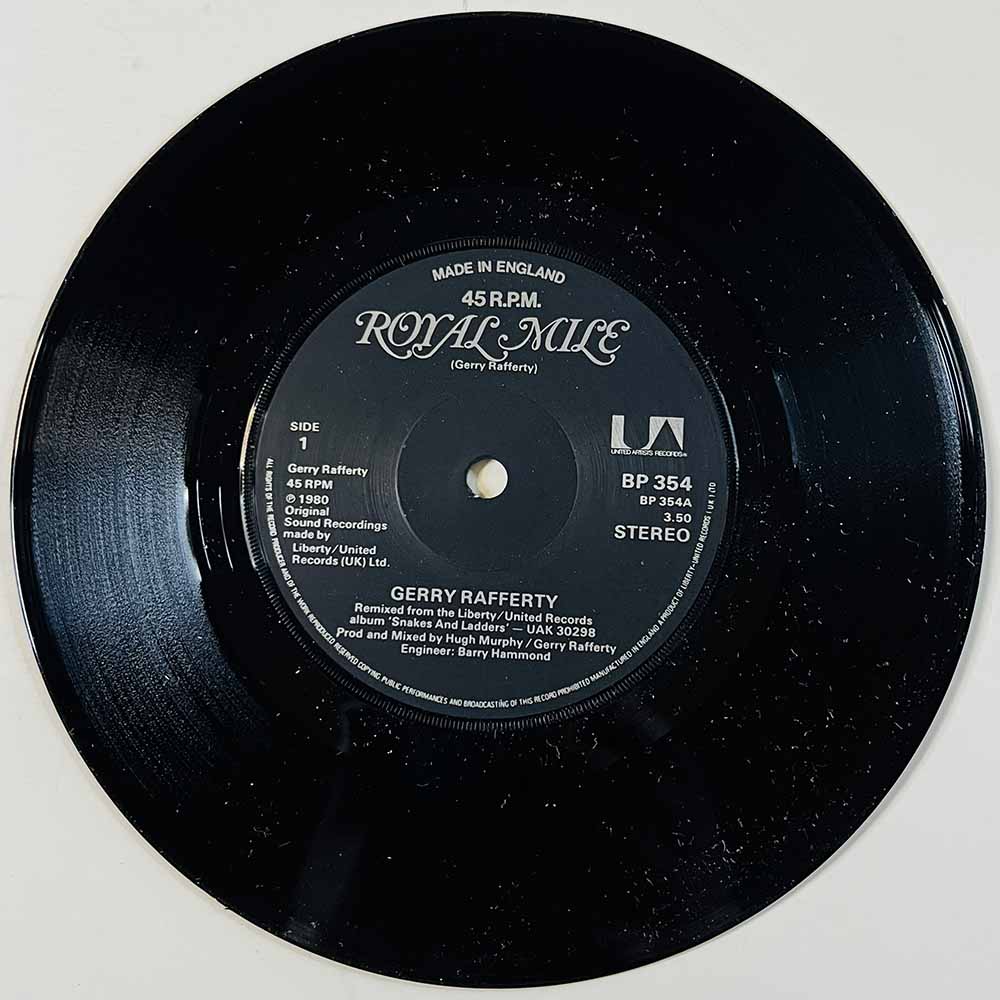 Rafferty Gerry Käytetty 7” ei kuvakantta Royal Mile  kansi Ei kuvakantta levy EX käytetty vinyylisingle