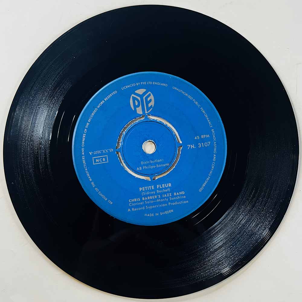 Chris Barber's Jazz Band 1957 7N 3107, 7N. 3107 Petite Fleur / Wild Cat Blues begagnad singelskiva