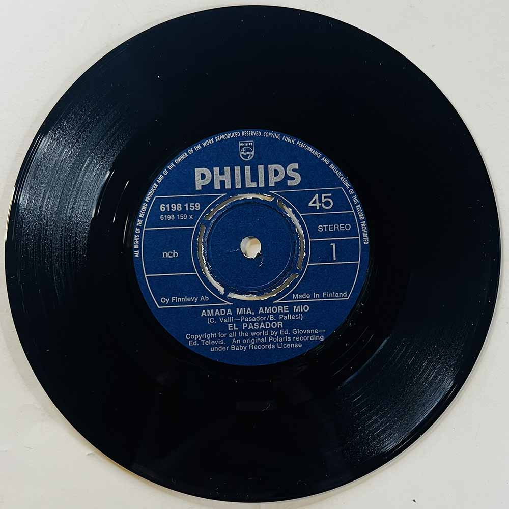 El Pasador Käytetty 7” ei kuvakantta Amada Mia, Amore Mio / Sin Sabe  kansi Ei kuvakantta levy EX käytetty vinyylisingle
