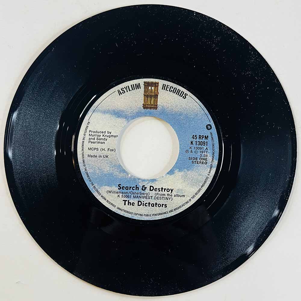 Dictators Käytetty 7” ei kuvakantta Search & Destroy  kansi Ei kuvakantta levy EX käytetty vinyylisingle