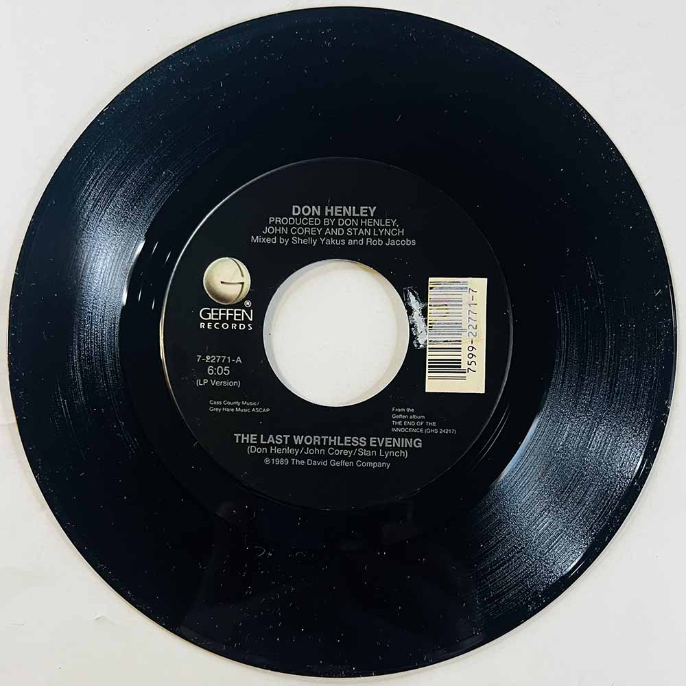 Henley Don Käytetty 7” ei kuvakantta The Last Worthless Evening  kansi Ei kuvakantta levy EX käytetty vinyylisingle