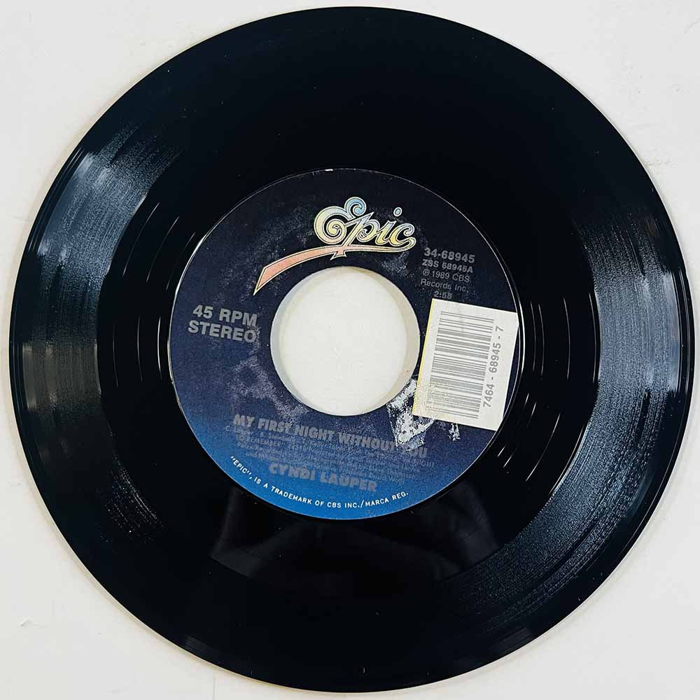 Lauper Cyndi Käytetty 7” ei kuvakantta My First Night Without You   kansi Ei kuvakantta levy EX käytetty vinyylisingle