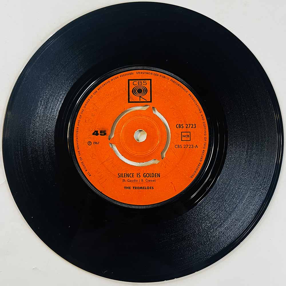 Tremeloes Käytetty 7” ei kuvakantta Silence Is Golden  kansi Ei kuvakantta levy G+ käytetty vinyylisingle