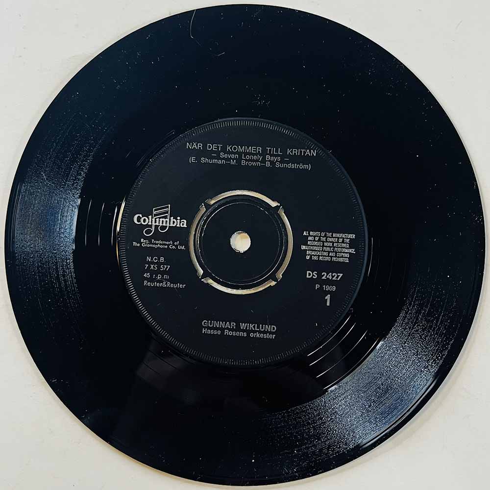 Wiklund Gunnar Käytetty 7” ei kuvakantta När Det Kommer Till Kritan  kansi Ei kuvakantta levy EX käytetty vinyylisingle