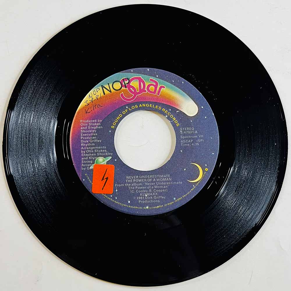 Klymaxx Käytetty 7” ei kuvakantta Never underestimate power of woman  kansi Ei kuvakantta levy EX käytetty vinyylisingle