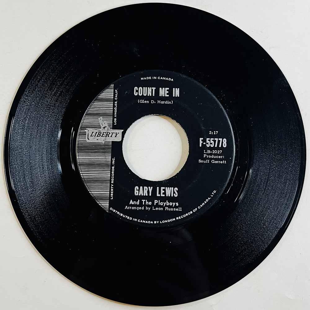 Gary Lewis & The Playboys 1965 F-55778 Count Me In / Little Miss Go-Go begagnad singelskiva