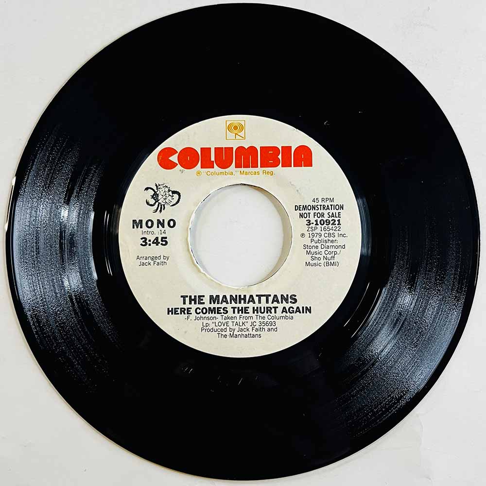 Manhattans 1979 3-10921 Here Comes The Hurt Again begagnad singelskiva