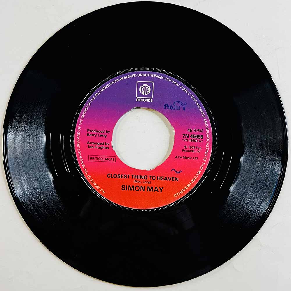 Simon May Käytetty 7” ei kuvakantta Closest Thing To Heaven  kansi Ei kuvakantta levy EX- käytetty vinyylisingle