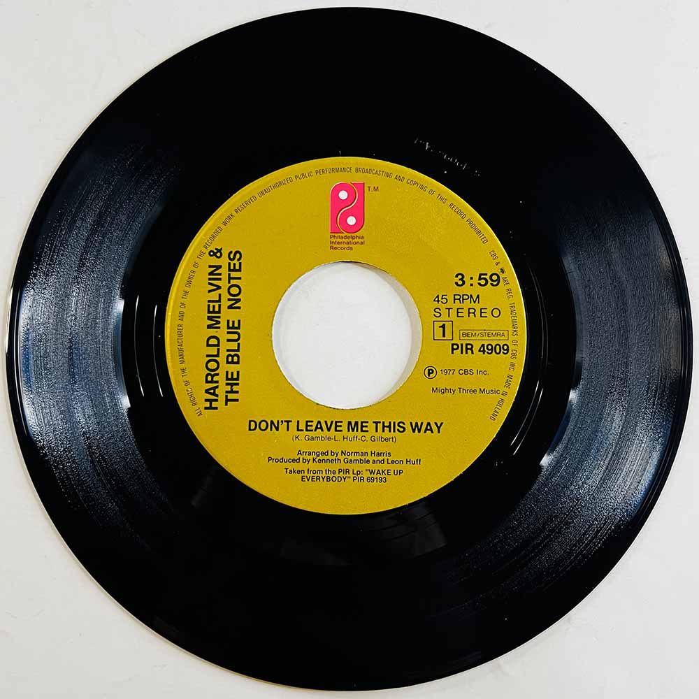 Harold Melvin And The Blue Notes 1977 PIR 4909 Don't Leave Me This Way begagnad singelskiva