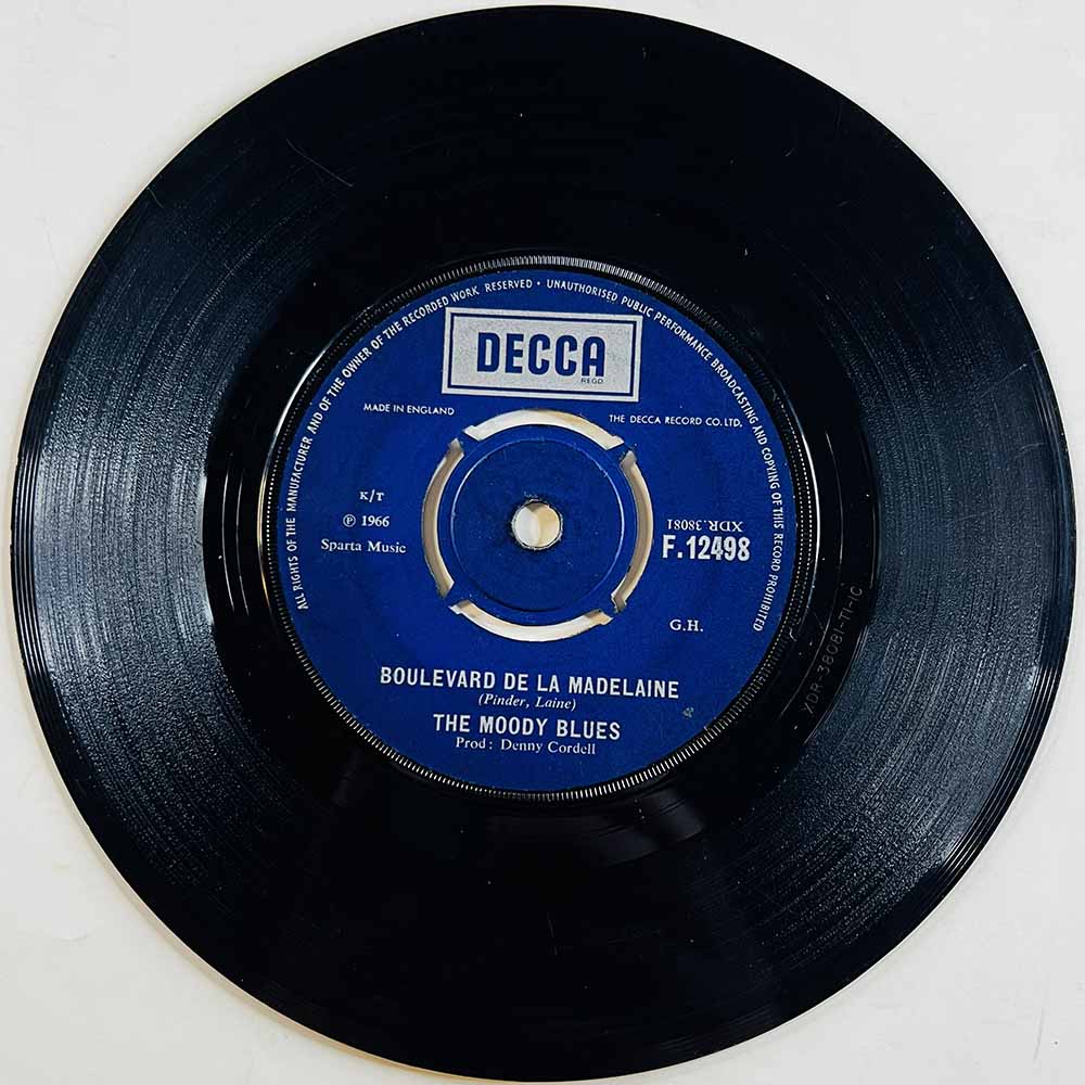 Moody Blues Käytetty 7” ei kuvakantta Boulevard de la Madelaine / This is my house  kansi Ei kuvakantta levy G+ käytetty vinyyli