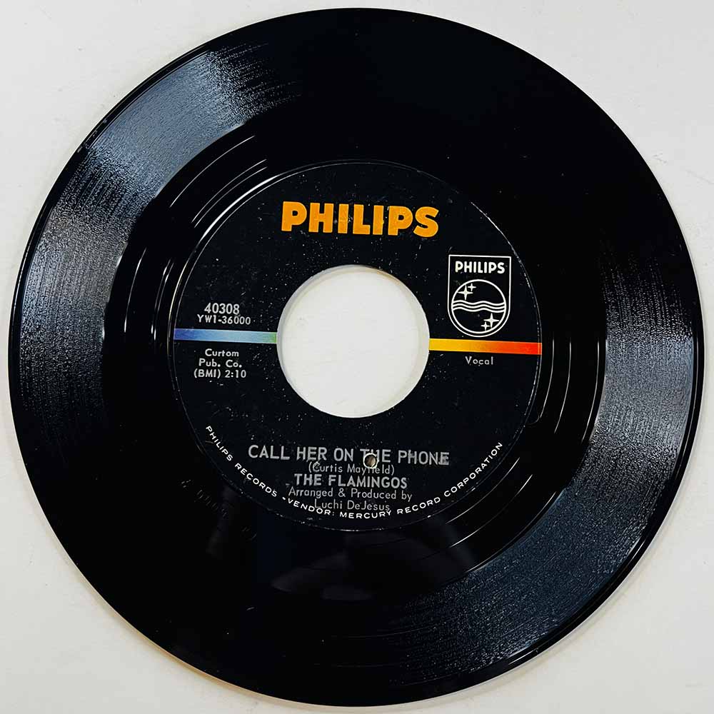 Flamingos Käytetty 7” ei kuvakantta Call Her On The Phone / Temptation  kansi Ei kuvakantta levy EX käytetty vinyylisingle