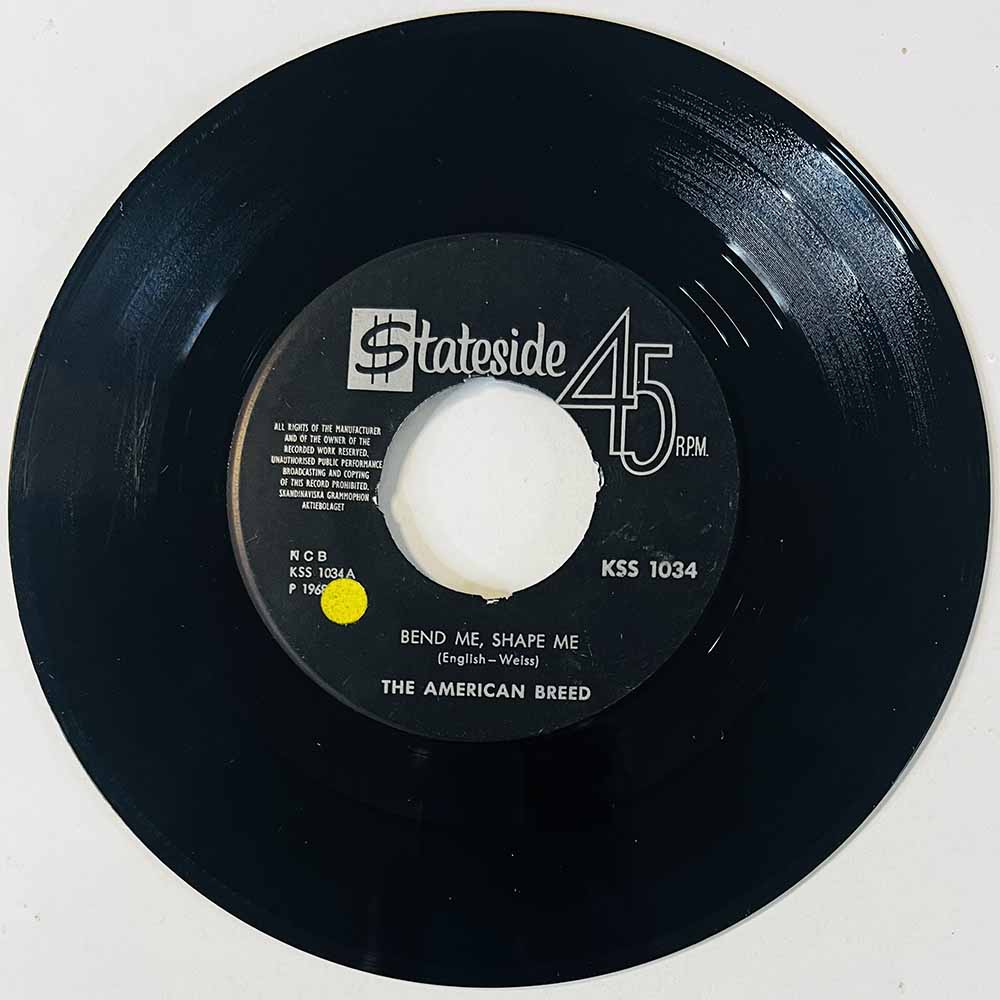 American Breed Käytetty 7” ei kuvakantta Bend Me, Shape Me  kansi Ei kuvakantta levy vg käytetty vinyylisingle