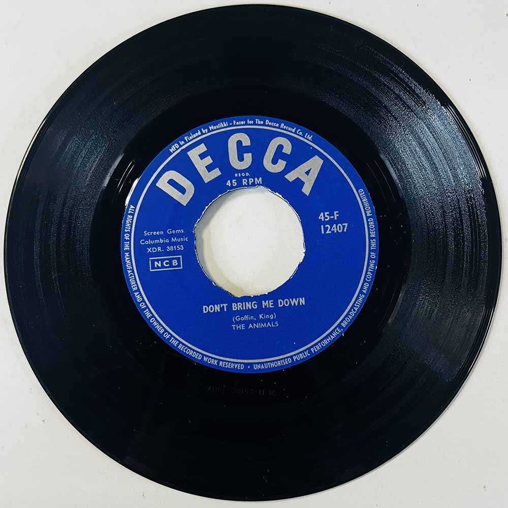Animals Käytetty 7” ei kuvakantta Don't Bring Me Down  kansi Ei kuvakantta levy vg+ käytetty vinyylisingle