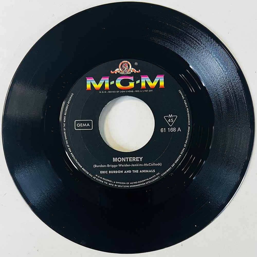 Burdon Eric & The Animals Käytetty 7” ei kuvakantta Monterey / Ain't That So  kansi Ei kuvakantta levy vg käytetty vinyylisingle