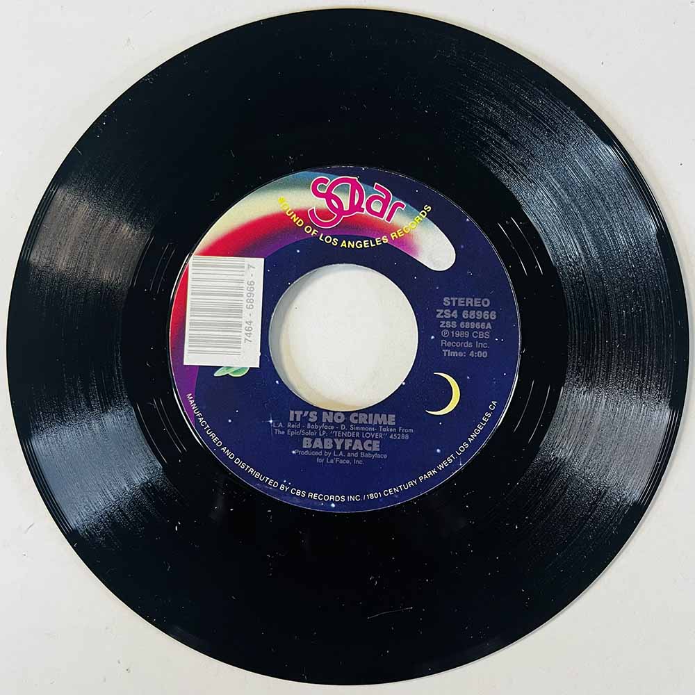 Babyface Käytetty 7” ei kuvakantta It's No Crime  kansi Ei kuvakantta levy EX käytetty vinyylisingle