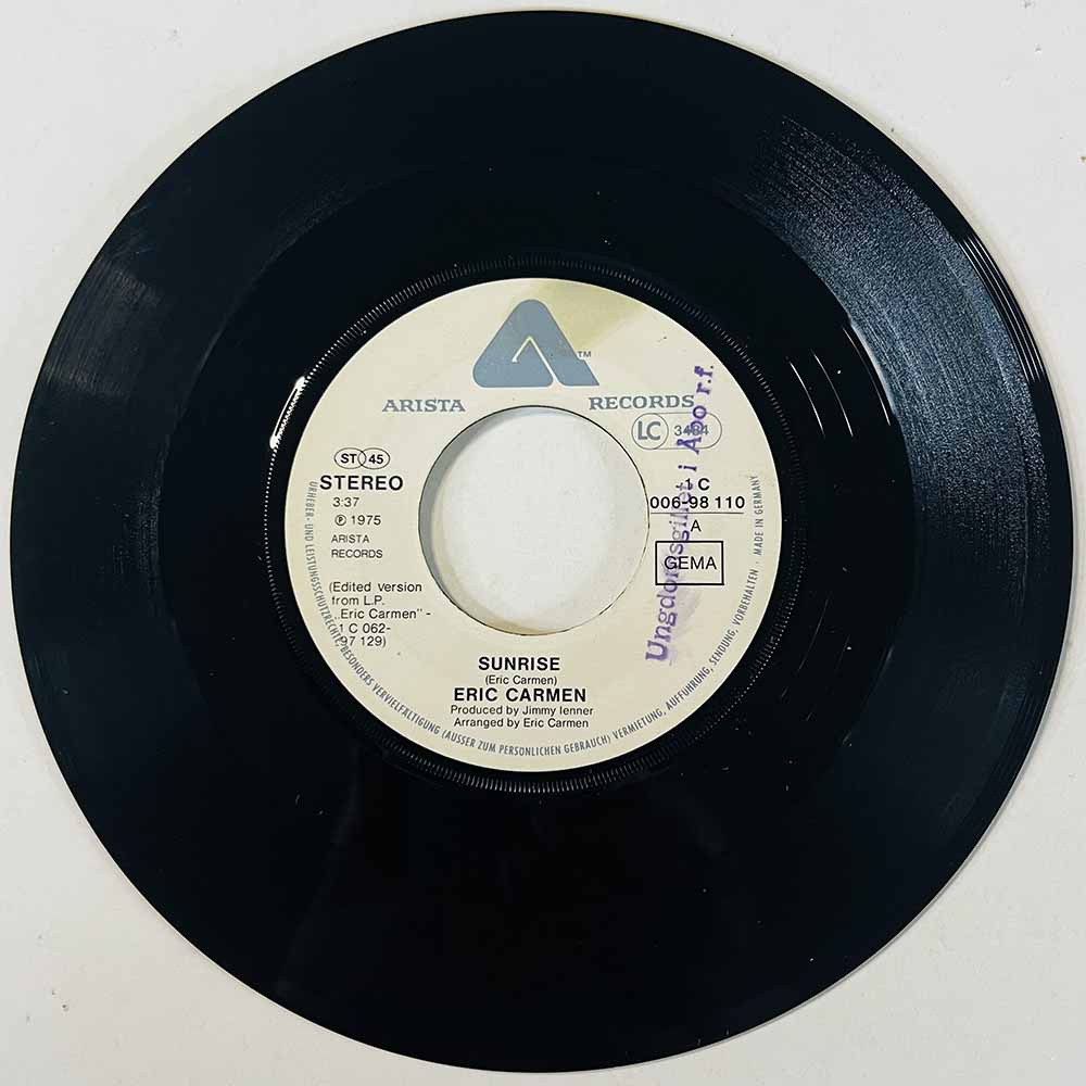 Carmen Eric Käytetty 7” ei kuvakantta Sunrise  kansi Ei kuvakantta levy VG- käytetty vinyylisingle