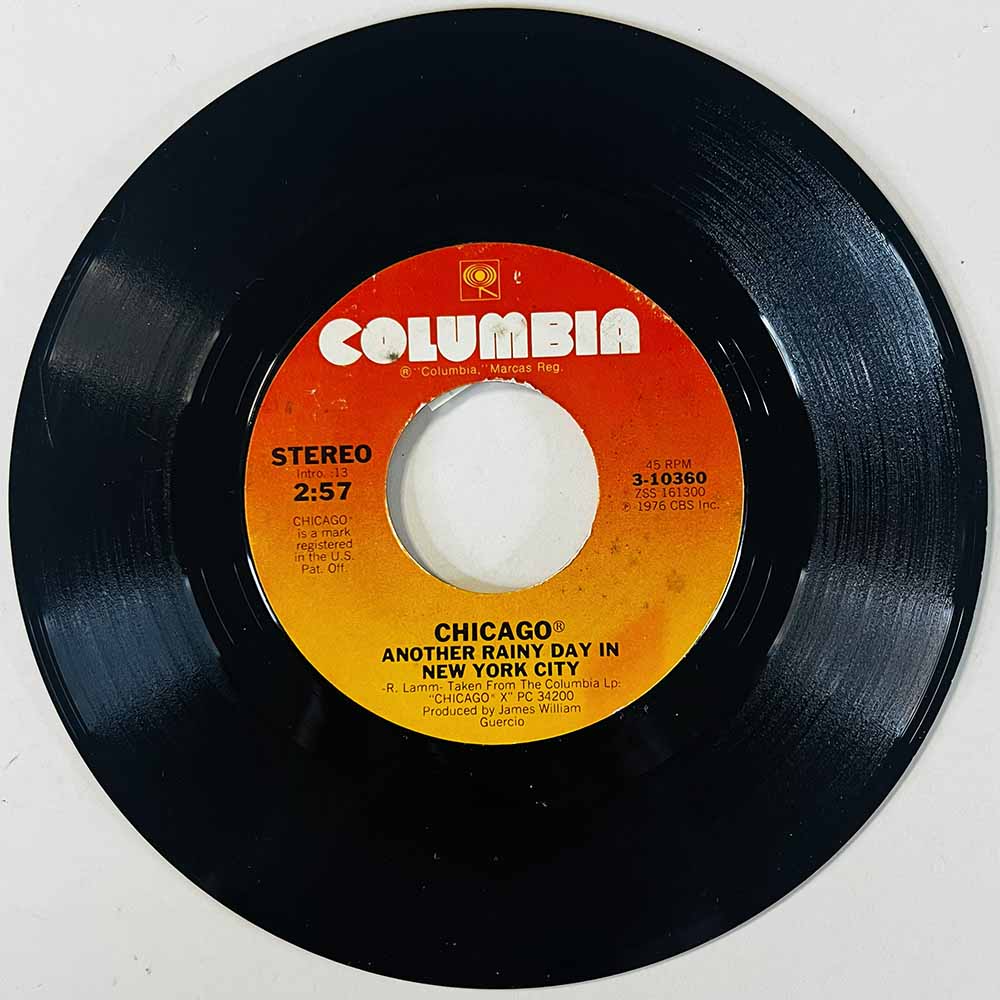Chicago Käytetty 7” ei kuvakantta Another Rainy Day In New York City  kansi Ei kuvakantta levy vg+ käytetty vinyylisingle